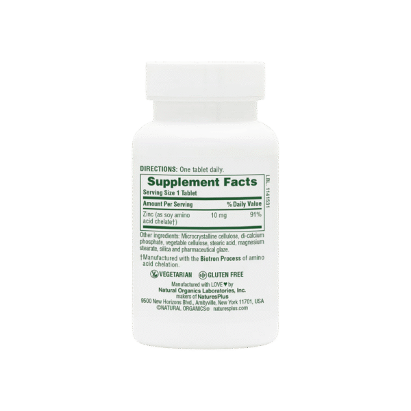 ZINC 10mg 90Tablets NaturesPlus